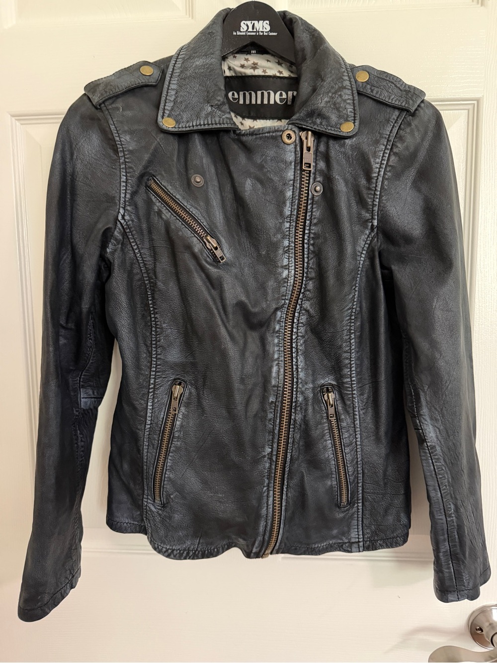 Black Leather Moto Jacket - Women's